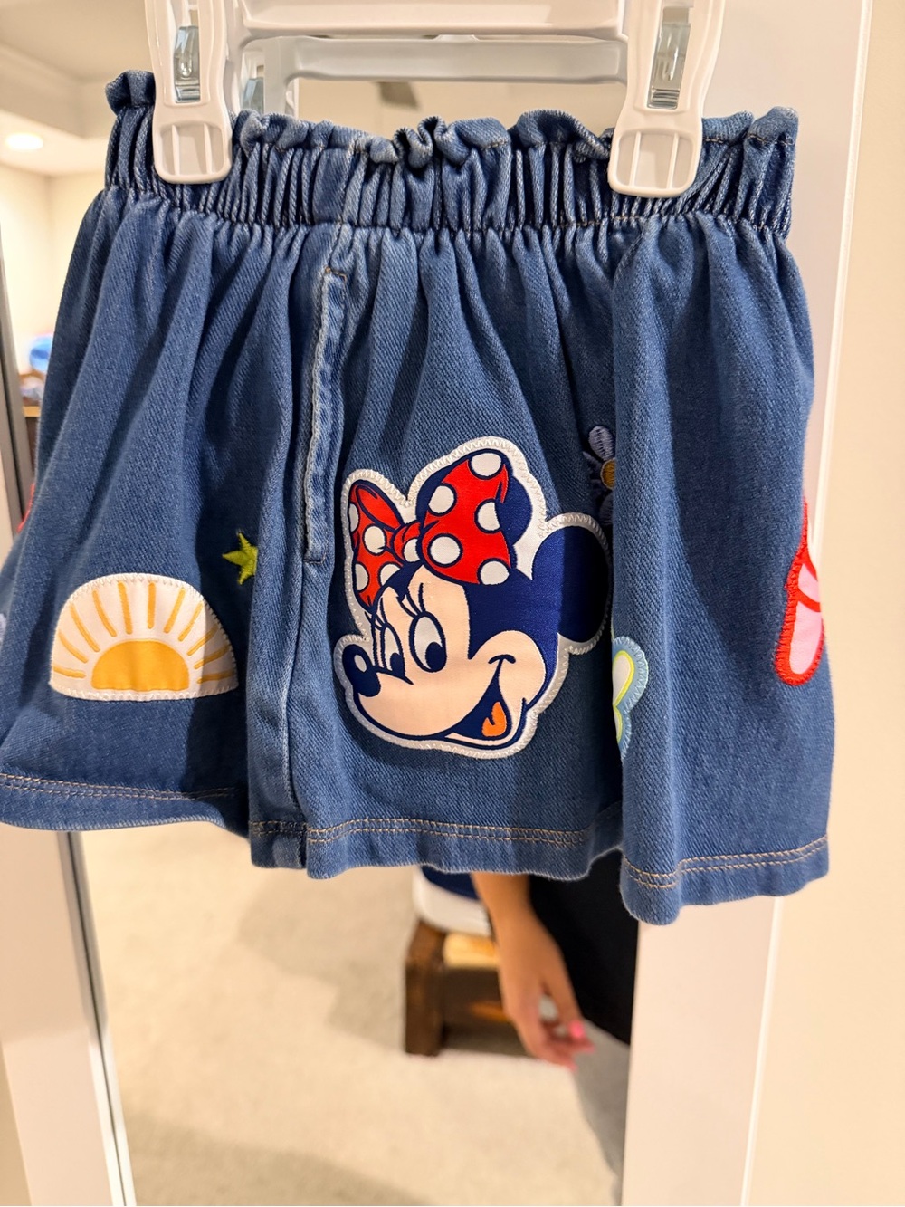 Little Sleepies Blue Denim Skort with Minnie Patch and Colorful Appliqués